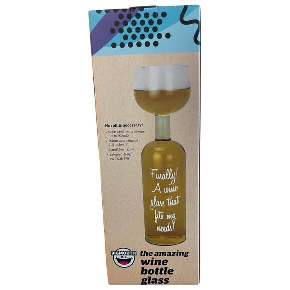 NOB Big Mouth Inc. The Amazing Wine Bottle Glass Holds A Full Bottle Of Wine - Picture 3 of 4